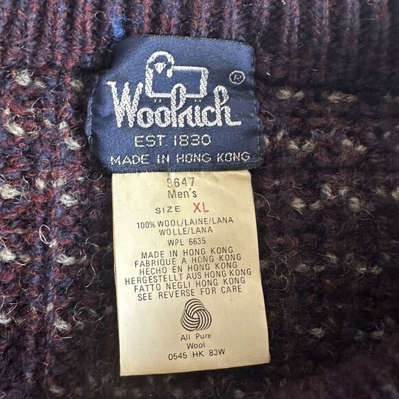 Vintage 90s Woolrich Wool Crewneck Sweater Birdseye Purple Men’s XL Grandpacore - Picture 4 of 9